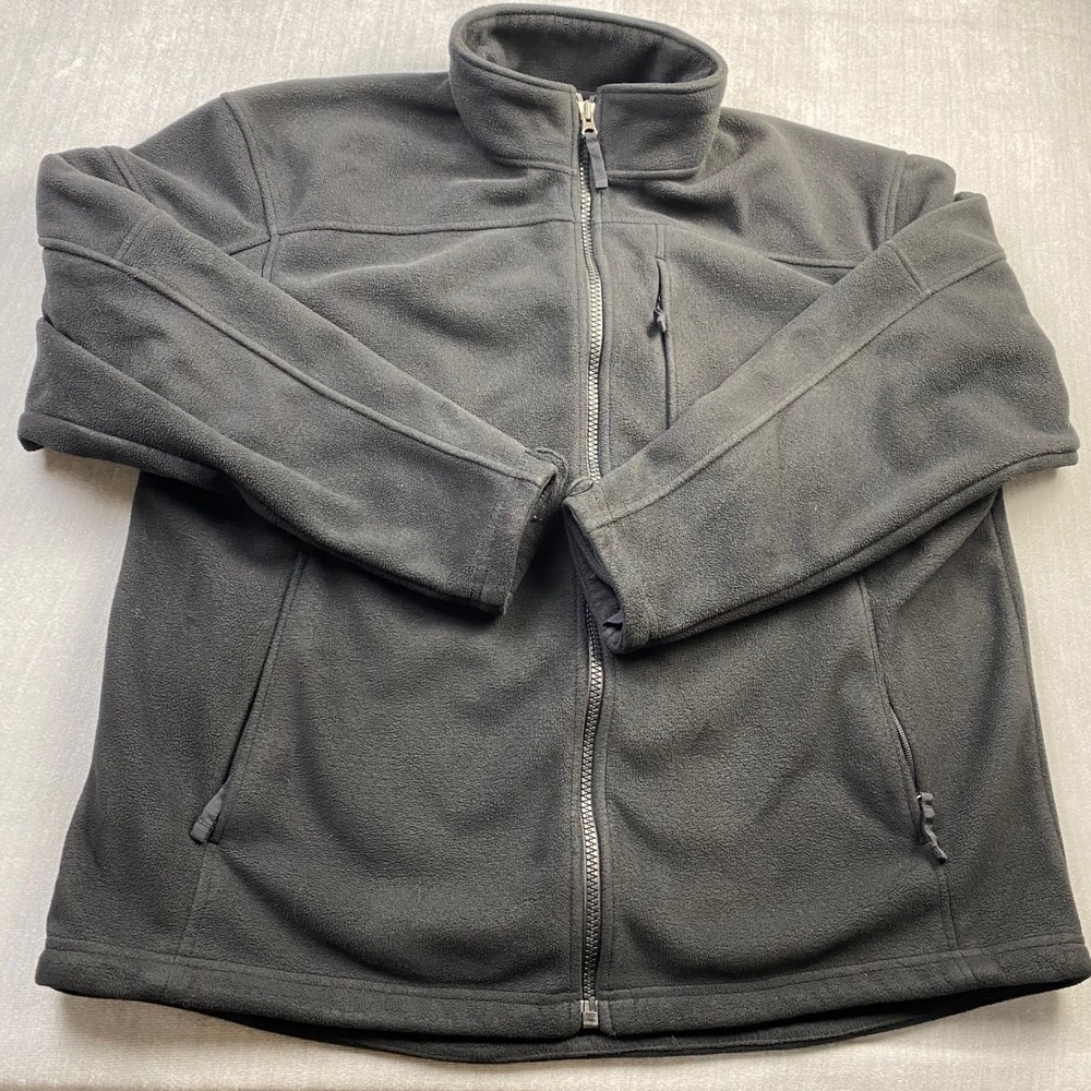 Duluth Trading Co Mens XL Black Full Zip Fleece Jacket‎ Mock Neck Workwear Coat